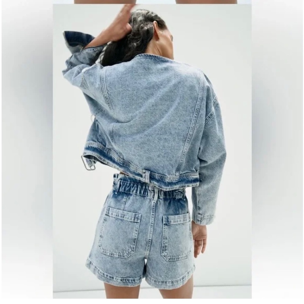 Zara elastic paper bag shorts sz 4 - Picture 7 of 10